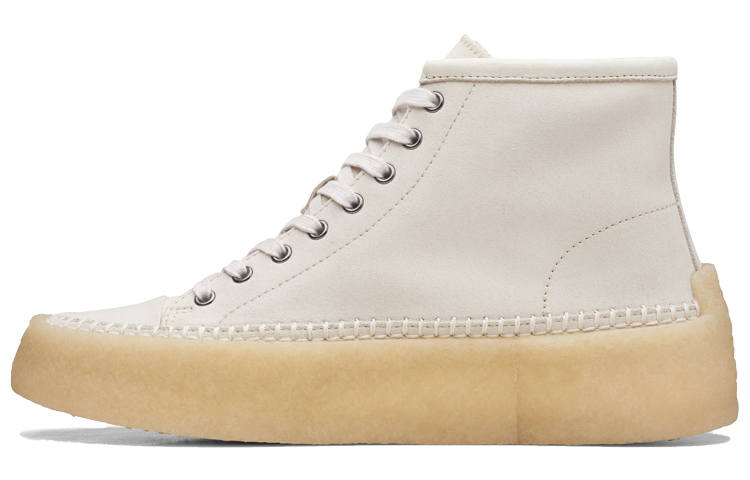 Clarks Caravan Mid Cow Leather Abrasion Resistant Balance Thermal Mid top Casual Shoes Men's White