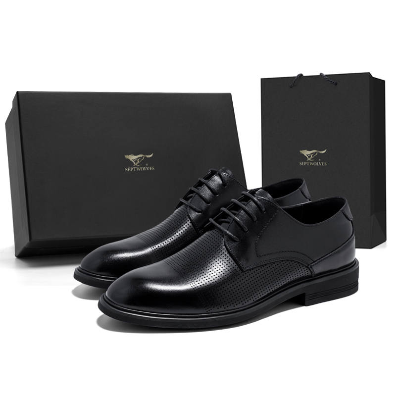 SEPTWOLVES Top Grain Cow Leather Dress Shoes Men's Black