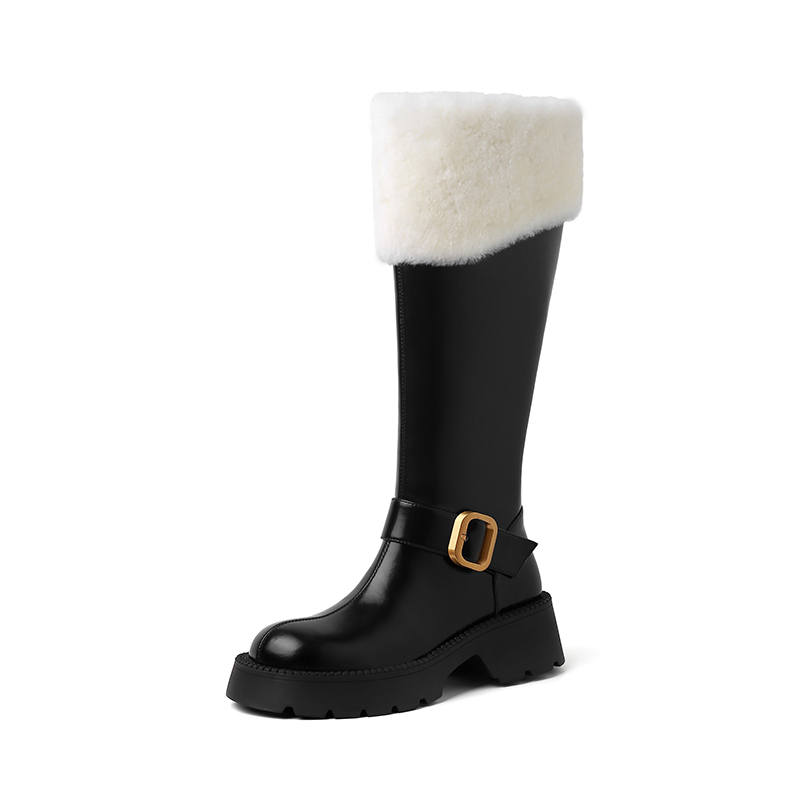 BAISHITING Cow Leather Knee high Boots 5CM Women's