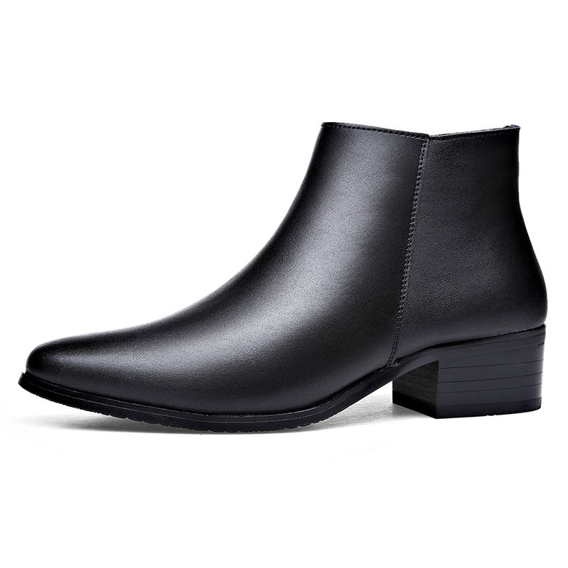 LUOMENG LUOMENG Cow Split Leather Ankle Boots 5CM Men's Black