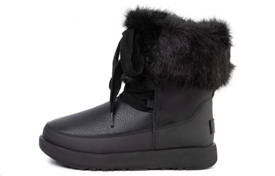 UGG Gracie Waterproof Black Leather Lace Up Boots 'Black' Women's