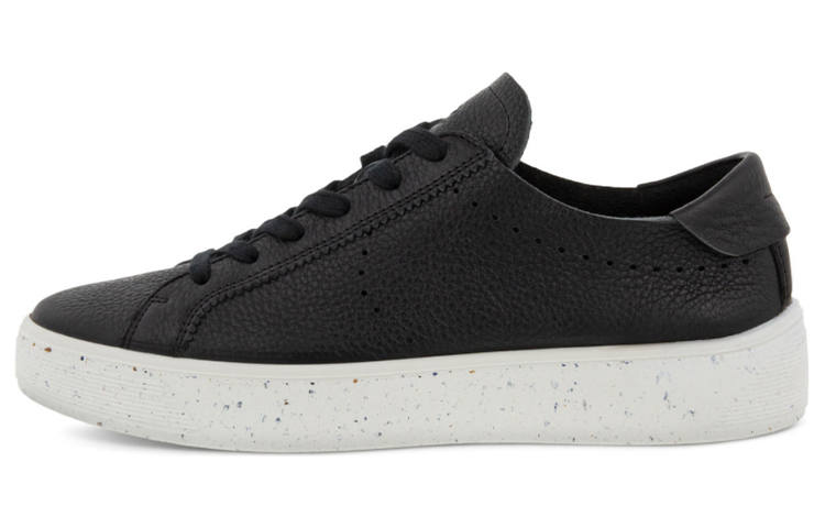 Ecco Street Tray Leather Stylish Skateboarding Shoes Women's Black