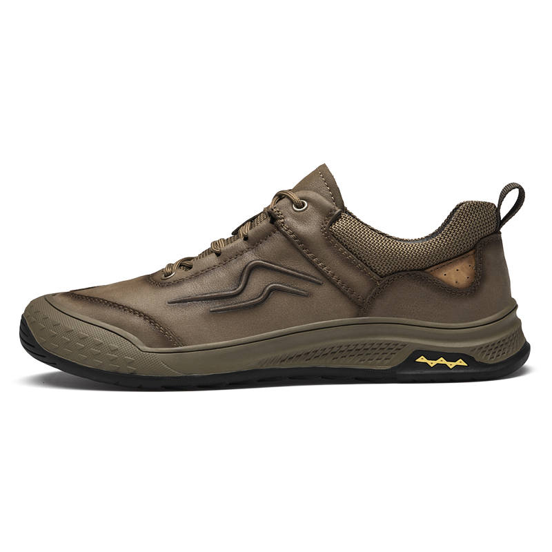 YINGLUNQISHI Top Grain Cow Leather Low top Casual Shoes Men's Brown