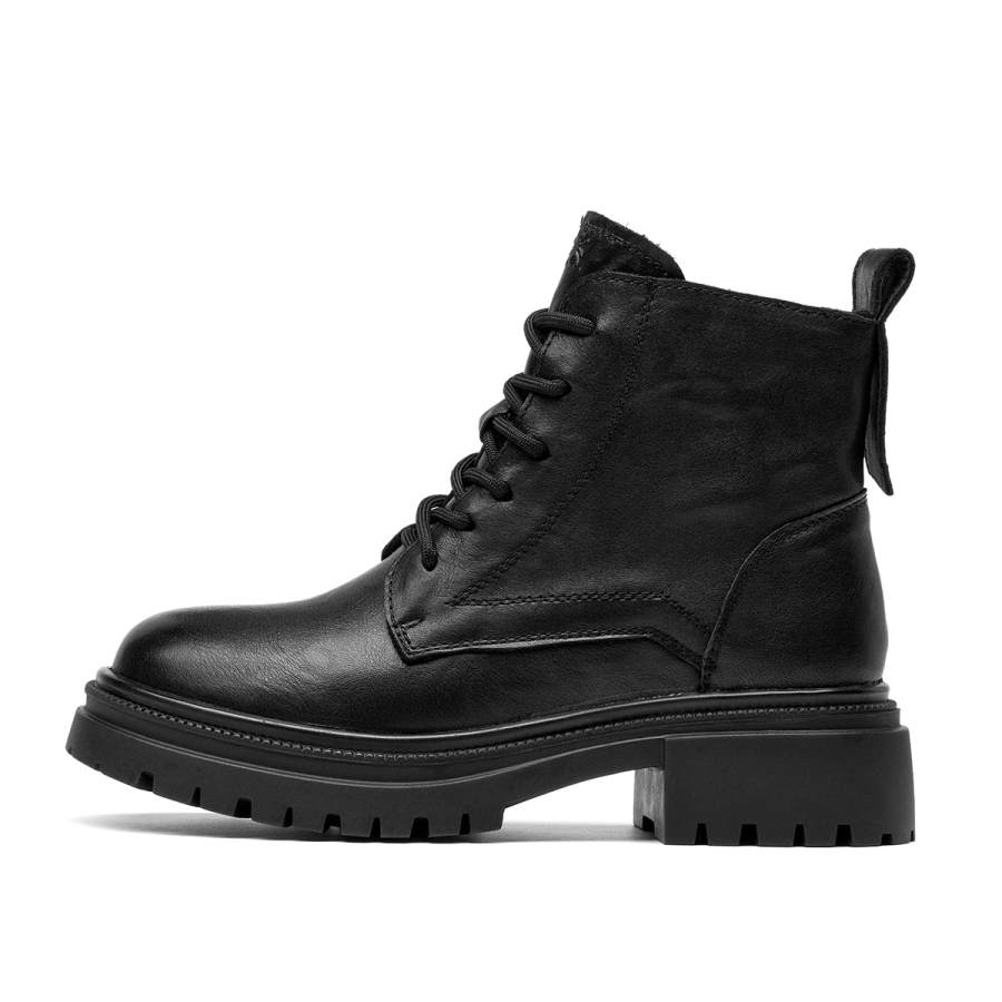 Spider King Cow Leather Short Combat Boots Women's Black