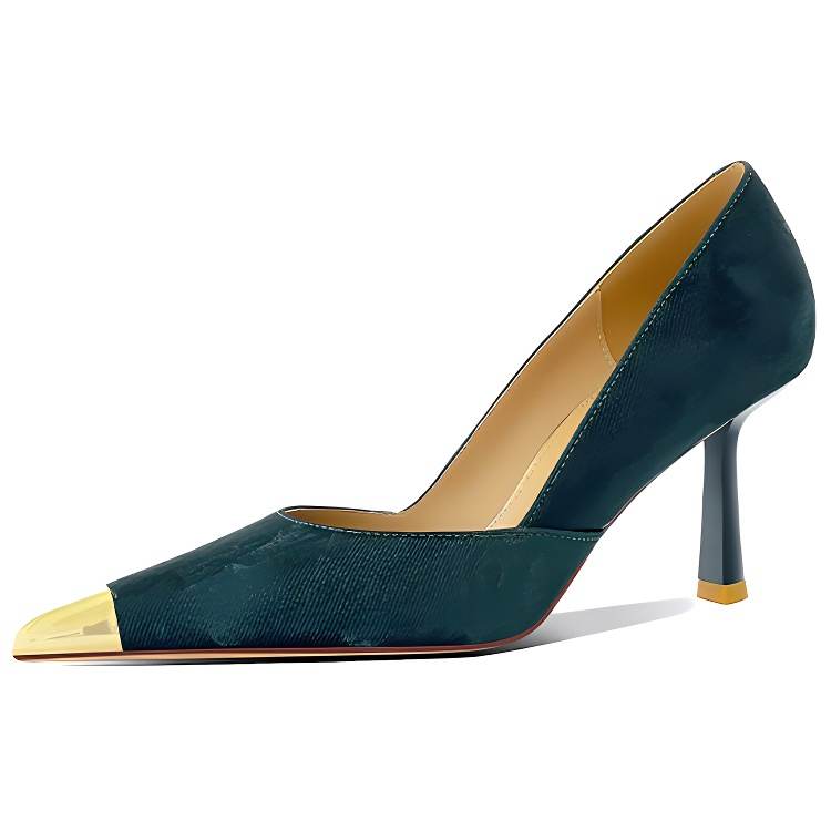 LANMOU Shinny Leather Slim Heel High Heels Women's Green