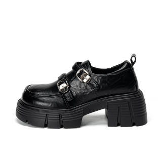 EXULL Q Pu Chunky Heel High Heels 6.5cm Women's Black