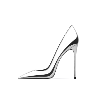 Ganxiaojie Patent Leather Slim Heel High Heels Women's Mirror Finish Silver