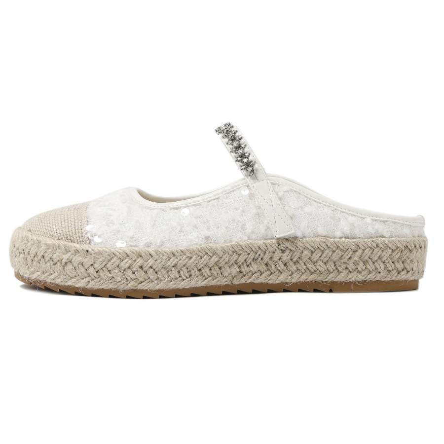 CAMEIDO Rubber Sole Slip Resistant Slip Resistant Closed Toe Slippers Women's Ecru