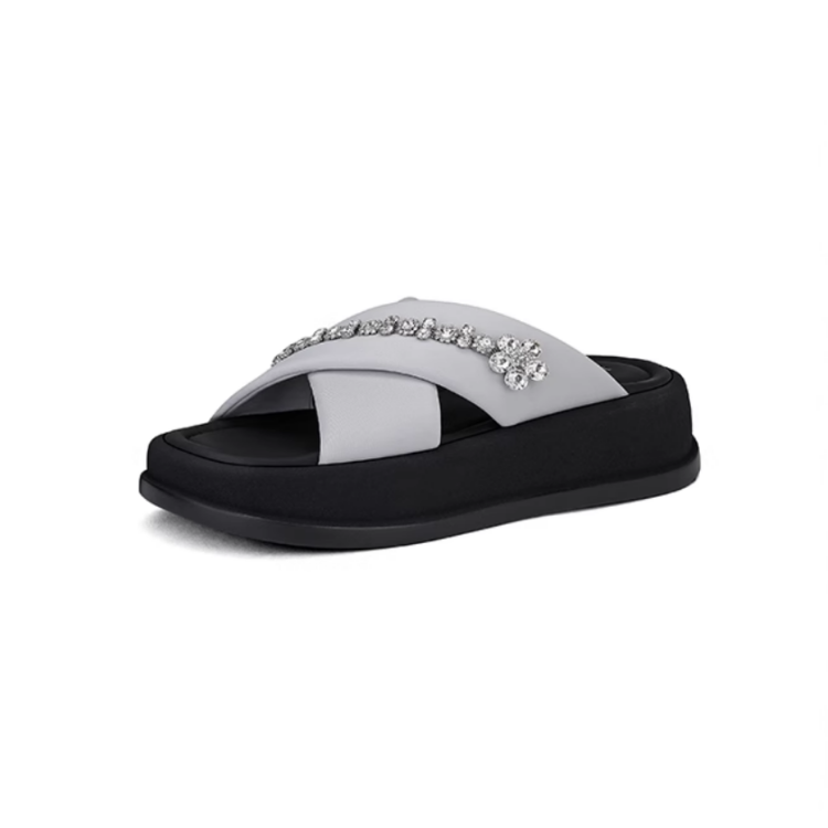 JESSICA SOPHIA PU Polyurethane Rhinestone Odor Resistant Odor Resistant Slide Slippers Women's