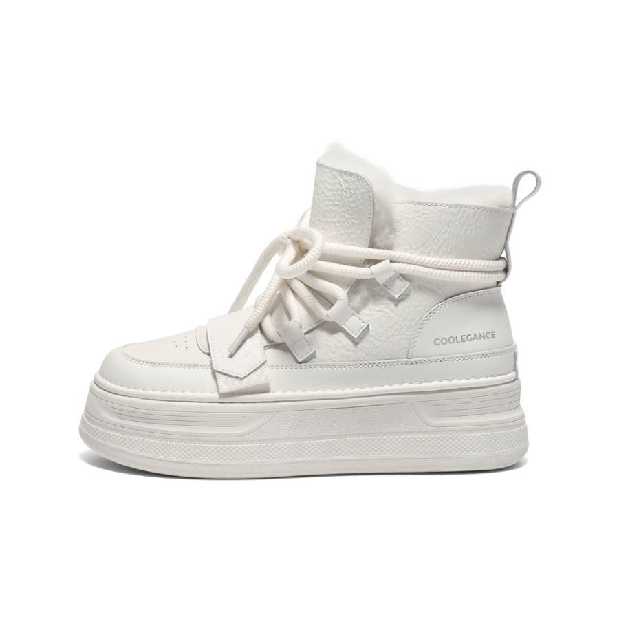 BELLE Synthetic Leather Ankle Boots 4.5cm Women's White