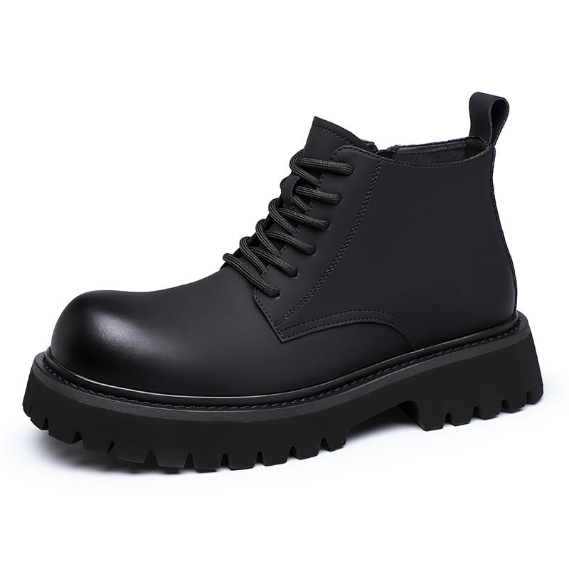 Playboy Playboy Cow Split Leather Short Combat Boots Men's Black