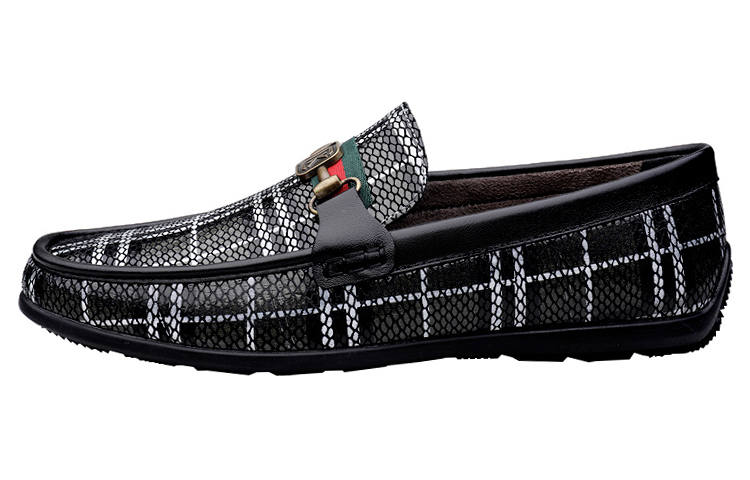 CKVUSAMG Top Grain Cow Leather Gommino Loafers Unisex Black
