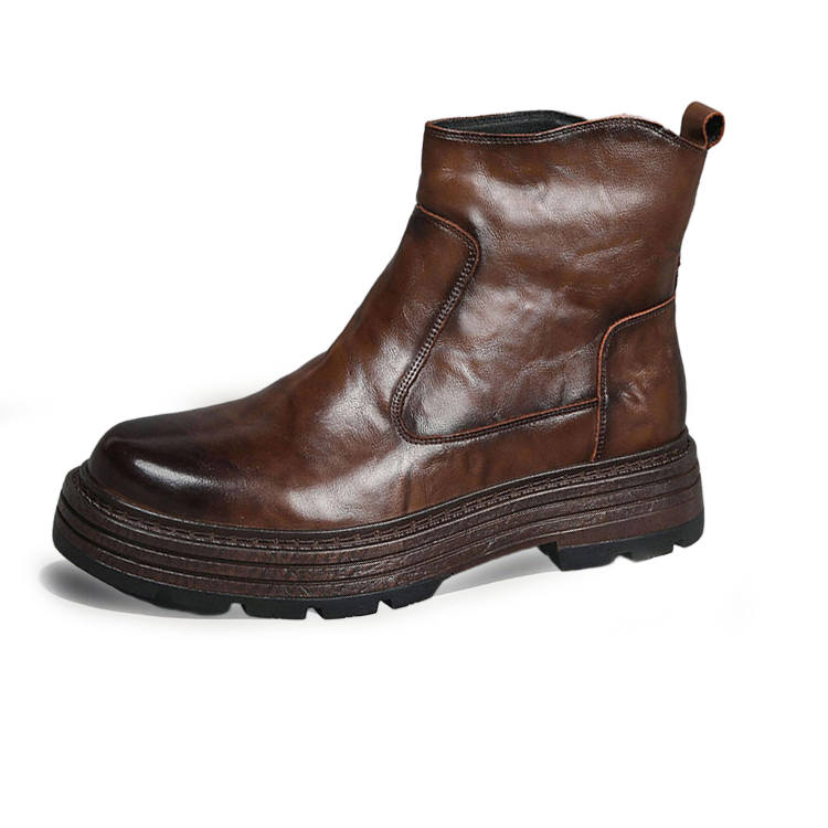 SENJIALUO Top Grain Cow Leather Ankle Boots Men's