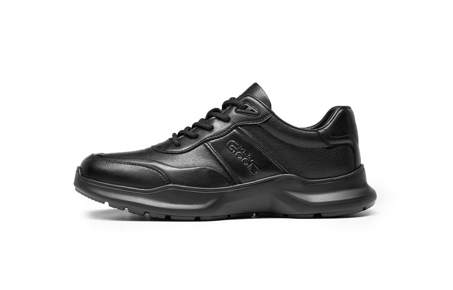 HLA Cow Split Leather Low top Casual Shoes Men's Black