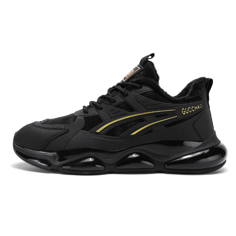 GONGNIUMEILI Low top Chunky Sneakers Men's Black Gold
