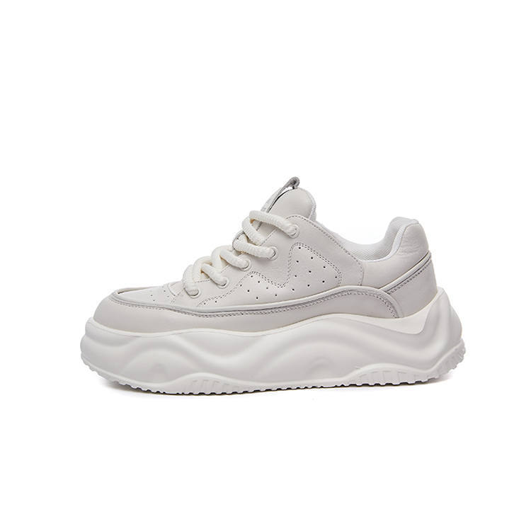 SHERIDAN Cow Leather Height Increasing Abrasion Resistant Waterproof Low top Chunky Sneakers Men's White
