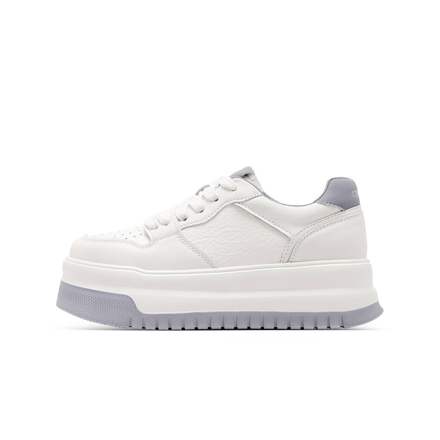 C°BANNER Synthetic Leather Low top Skateboard Shoes Women's Beige Gray