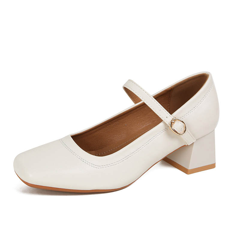 TATAYA Microfiber Leather Chunky Heel Mary Jane Shoes Women's