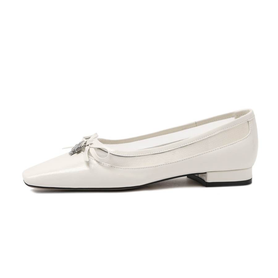CAMEIDO Top Grain Cow Leather Casual Shoes Women's Ecru