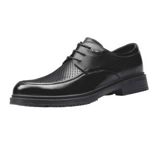GOG Top Grain Cow Leather Breathable Business Casual Shoes Men's Black