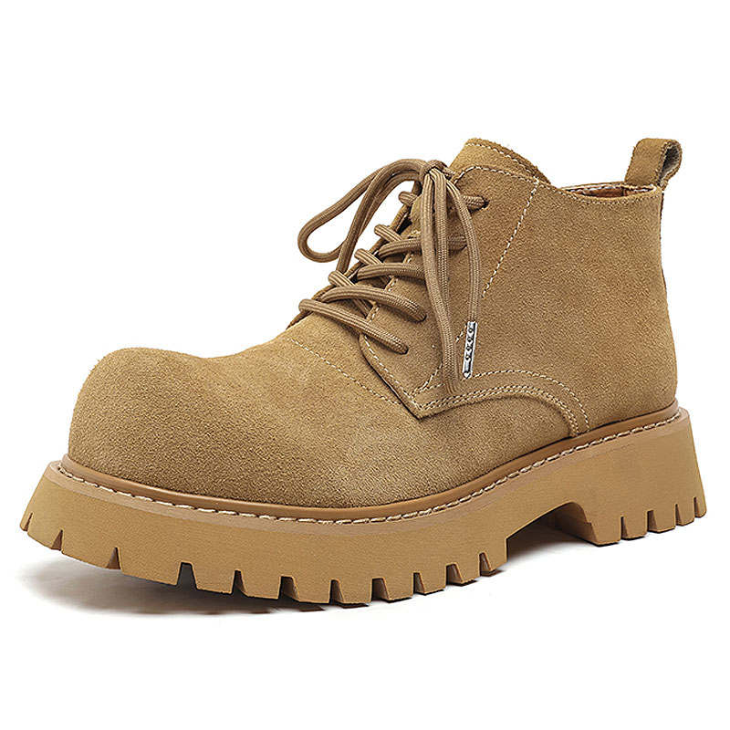 KAQIAODI Vintage Workwear, Derby, Fleece Lined Platform Ankle Boots Men's Yellow