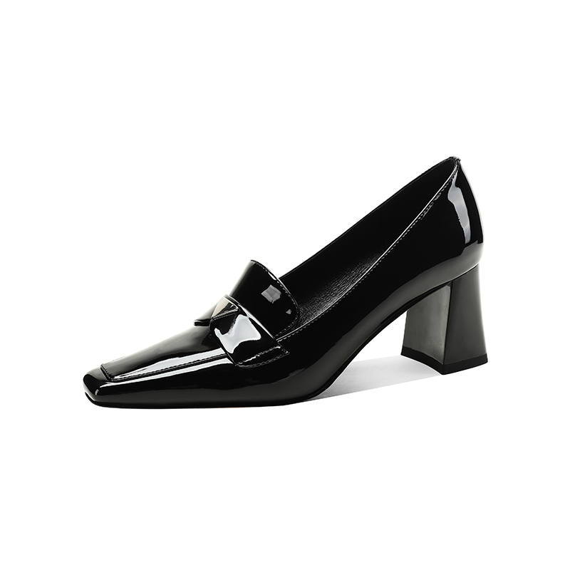 FMM Sheepskin Chunky Heel High Heels Women's