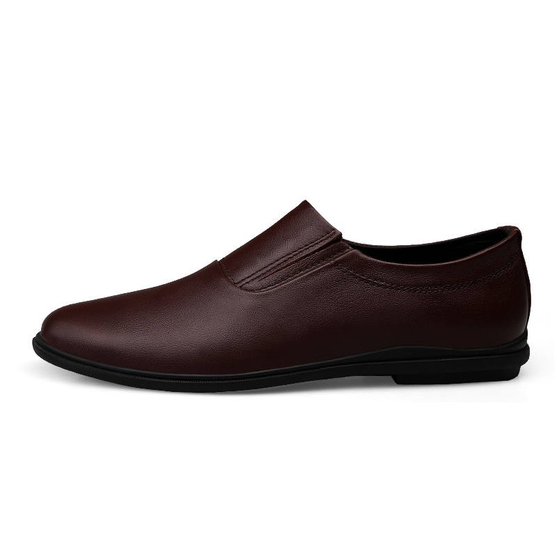 YINGLUNQISHI Top Grain Cow Leather Casual Shoes Men's Brown