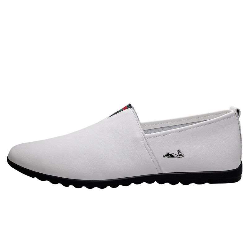 YINGLUNQISHI Cow Split Leather Casual Shoes Men's White