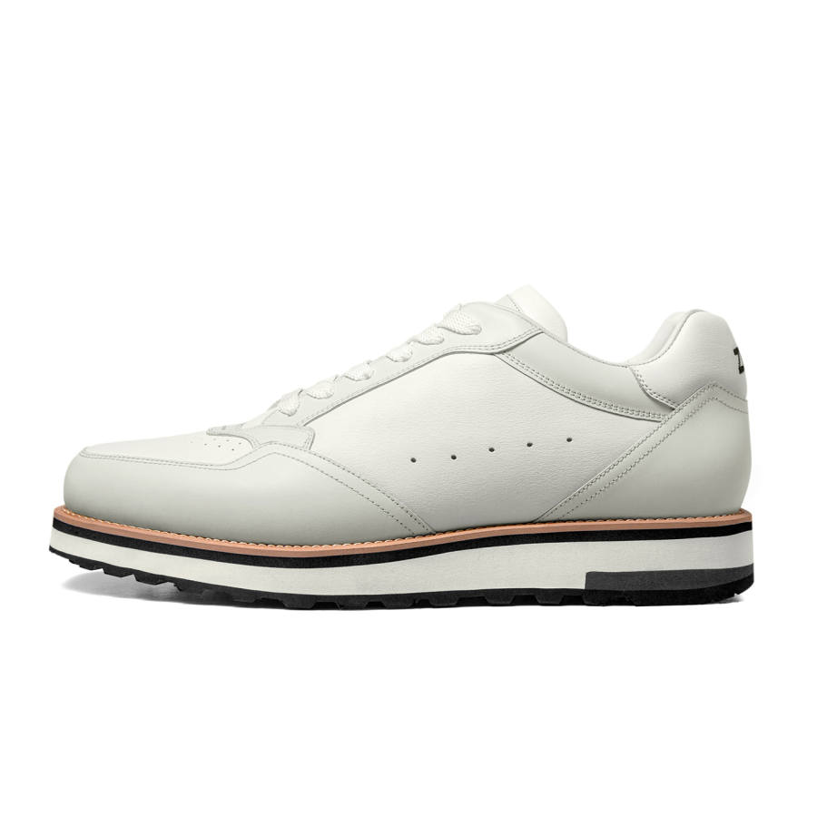 Zuti Vintage Casual Calfskin White Sneakers Low top Skateboard Shoes Men's White