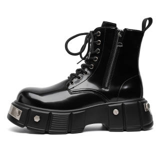 GEWEILUO Microfiber Leather Short Combat Boots Men's Black