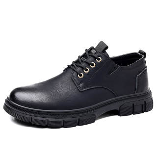 EGCHI Casual Leather Shoes Men's Mid Top Black/Gray