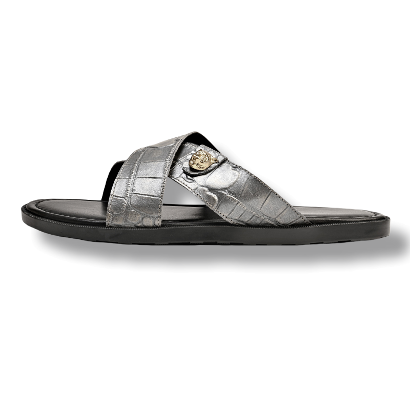 Brounvanm Rubber Sole Slip Resistant Quick Dry Slip Resistant Quick Dry Slide Slippers Men's Silver