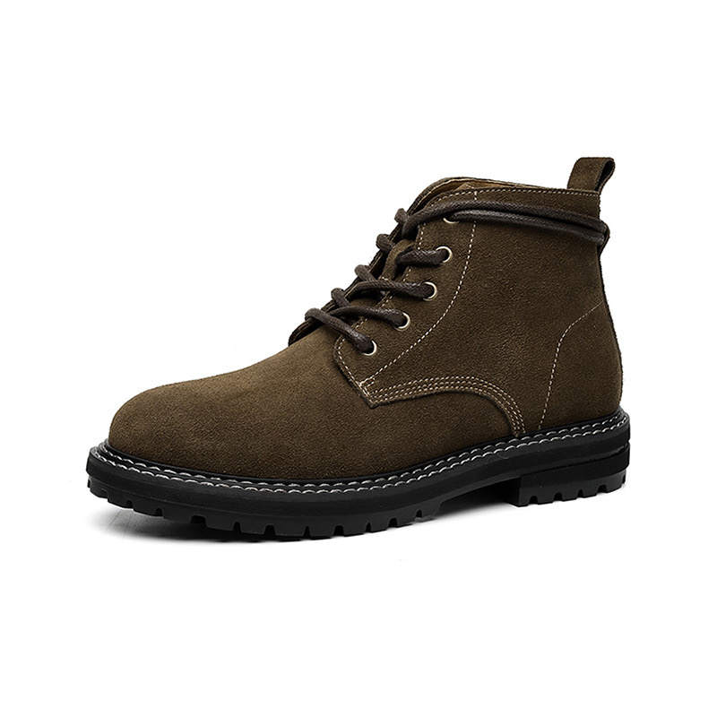 MODENGPAN MODENGPAN Cow Suede Short Combat Boots 3cm Men's Brown
