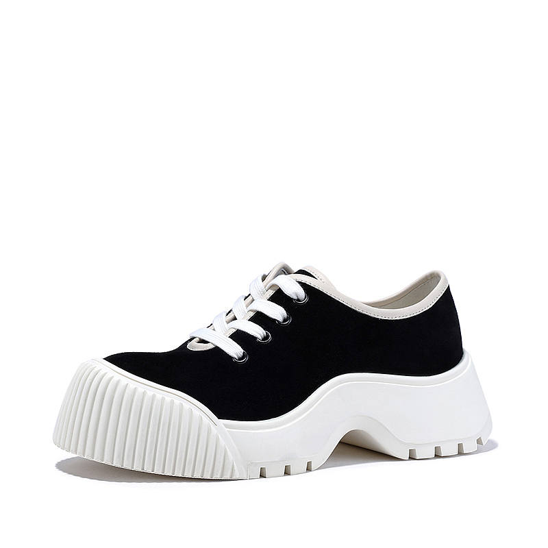 BELLALILY Leather Slip Resistant, Abrasion Resistant, Height Increasing Low top Casual Shoes Women's