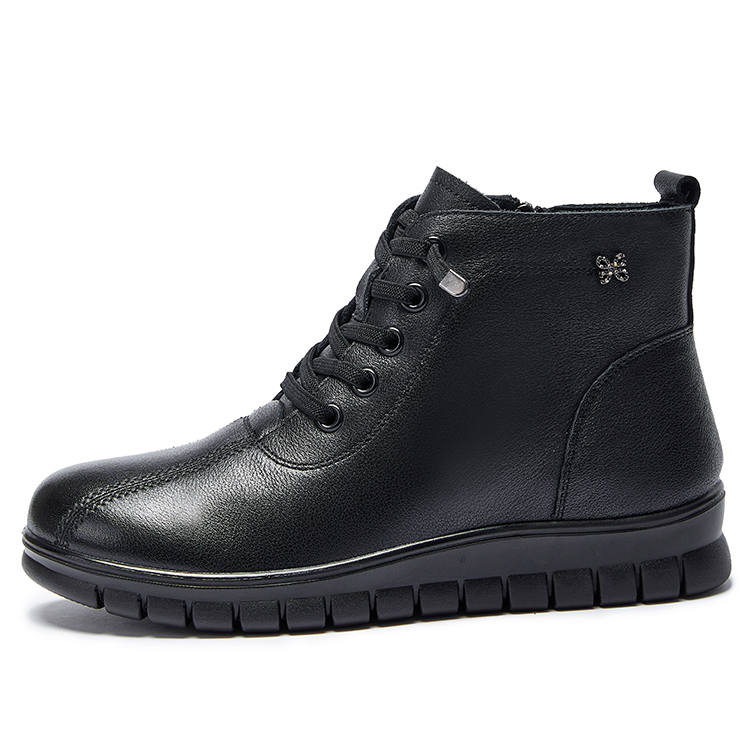 LAORENTOU Cow Leather Ankle Boots 2.8cm Women's Black
