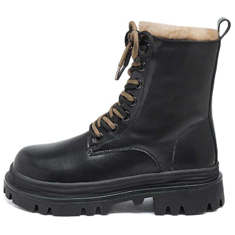 AGSDON AGSDON Cow Split Leather 14cm Combat Boots 5cm Women's