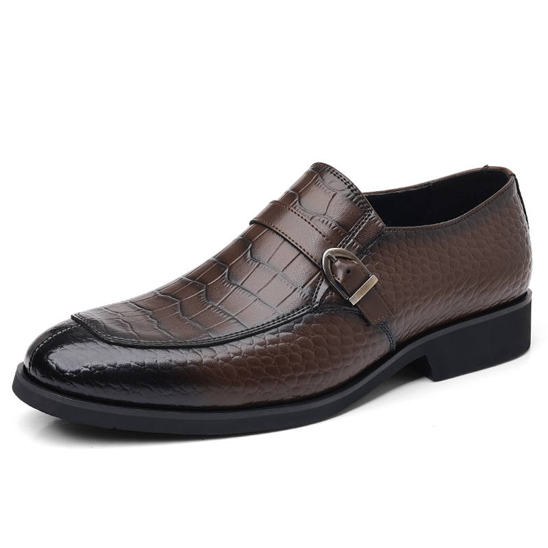 Poitulas Casual Leather Shoes Men's Low Top Black/Brown