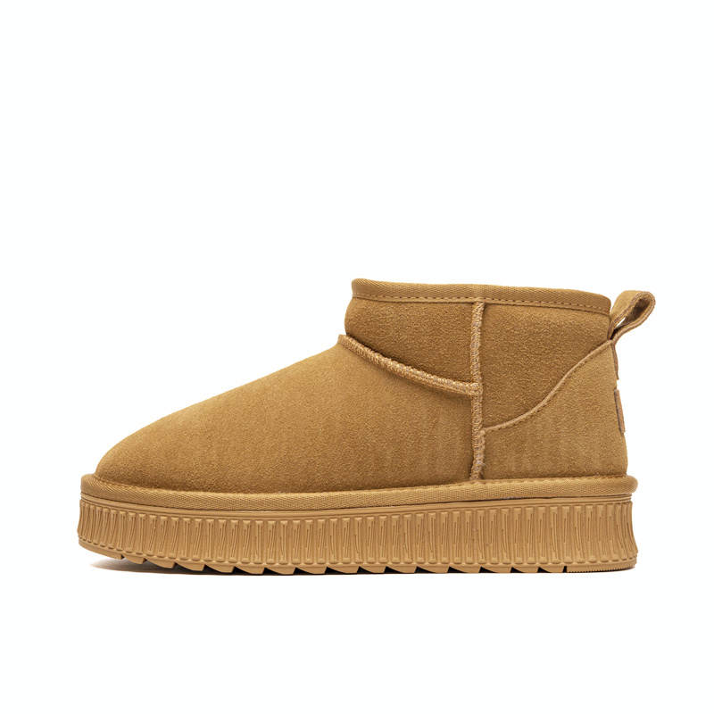 ZHR Cow Suede Thickened And Fleece Lined Casual Comfortable Warm Insulated Abrasion Resistant Short Platform Snow Boots