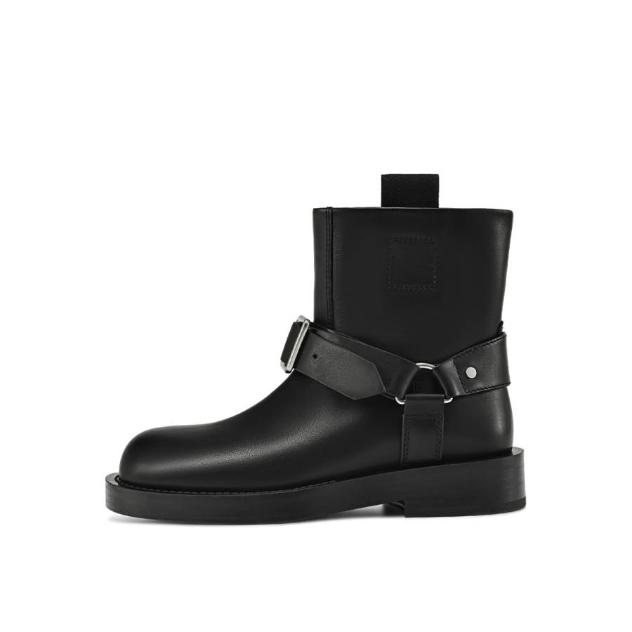 Rosa Bianca Top Grain Cow Leather Short Combat Boots 3.3cm Women's