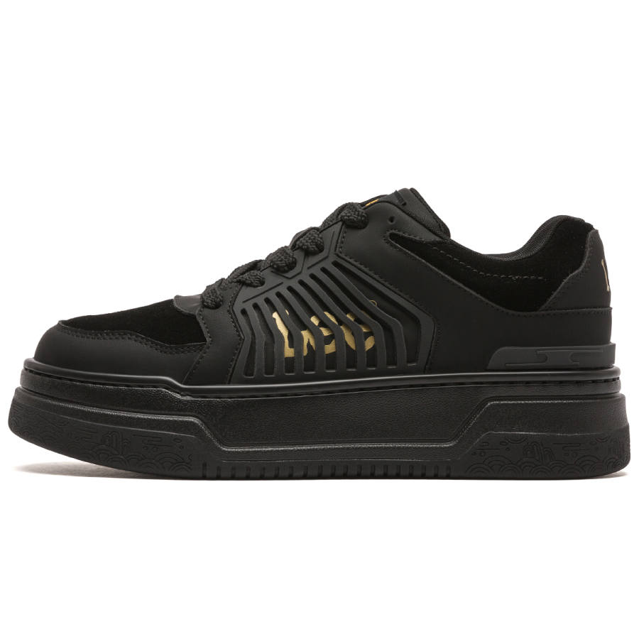 Lee Lee Black Warrior Height Increasing Low top Skateboard Shoes Men's