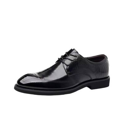KACHILANG Cow Split Leather Dress Shoes Men's Black
