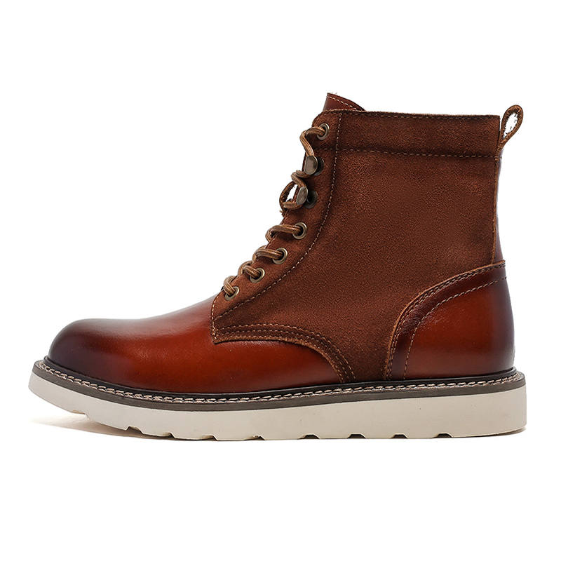 WEISHIBANGWEI WEISHIBANGWEI Top Grain Cow Leather Short Combat Boots Men's