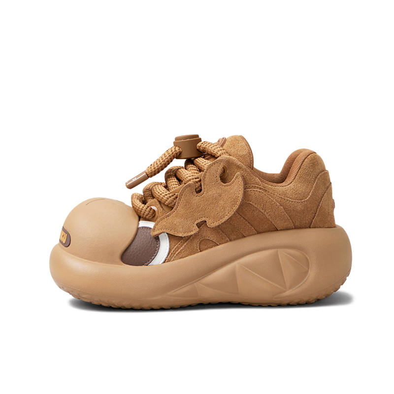 CHIKOKU Snarling Shark Cow Split Leather Low top Casual Shoes Women's Small Uranium Brown