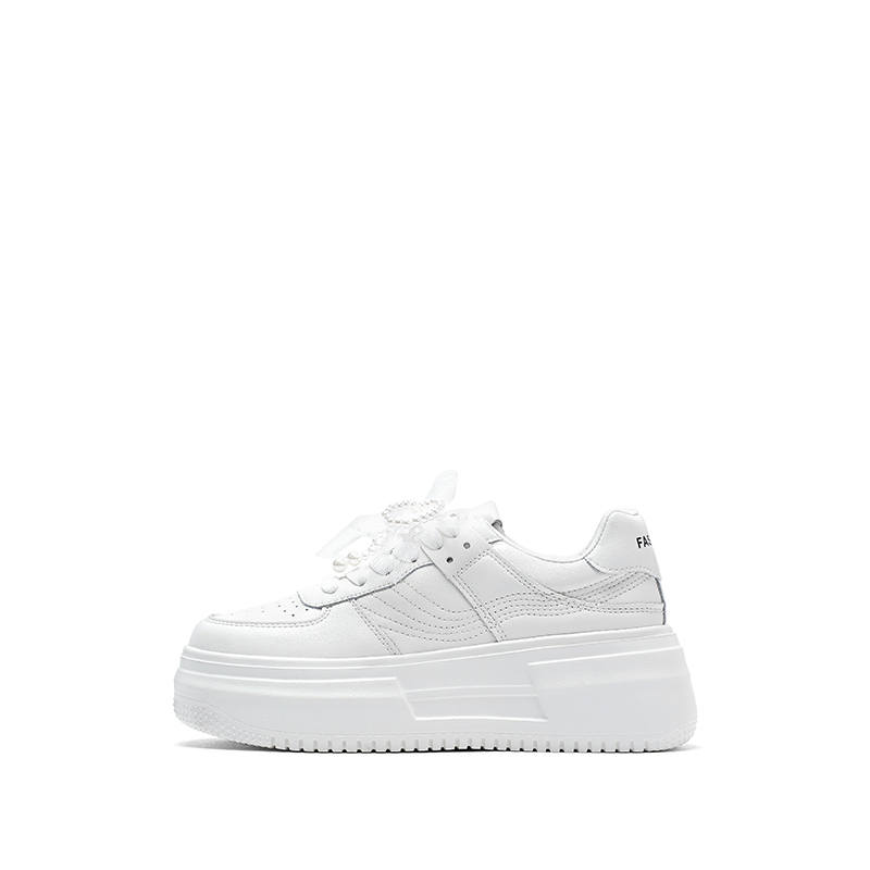 Imono Cow Split Leather Slip Resistant Low top Skateboard Shoes Women's White