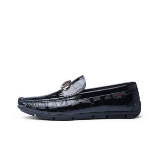 LAORENTOU Top Grain Cow Leather Loafers Men's Black