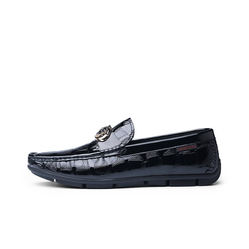 LAORENTOU Top Grain Cow Leather Loafers Men's Black
