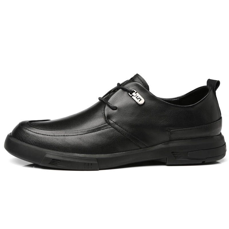 WENNAI Top Grain Cow Leather Casual Shoes Men's Black