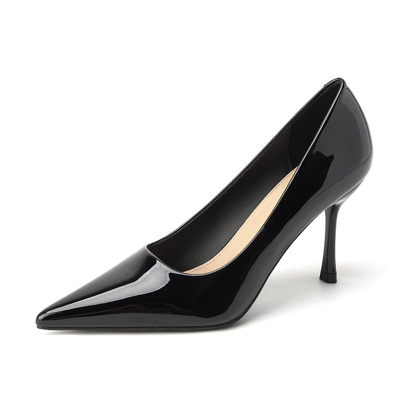 Zubumei Leather Slim Heel High Heels 6CM Women's