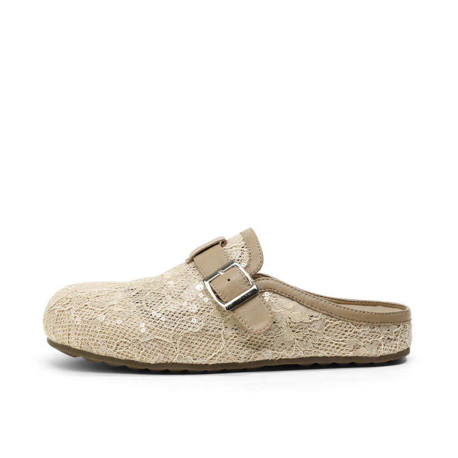 BOERDIQI Rubber Sole Skeleton Abrasion Resistant Abrasion Resistant Closed Toe Slippers Women's Apricot
