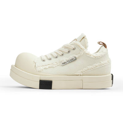 XIX Chunky Shoes Canvas Height Increasing Height Increasing Low top Skateboard Shoes Women's White
